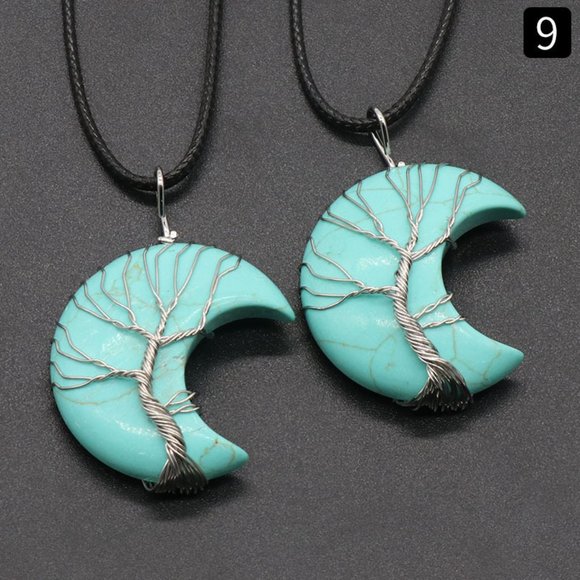 Tree Of Life Wire Wrapped Moon Pendant / Healing Reiki Crystal Necklace - Picture 14 of 15
